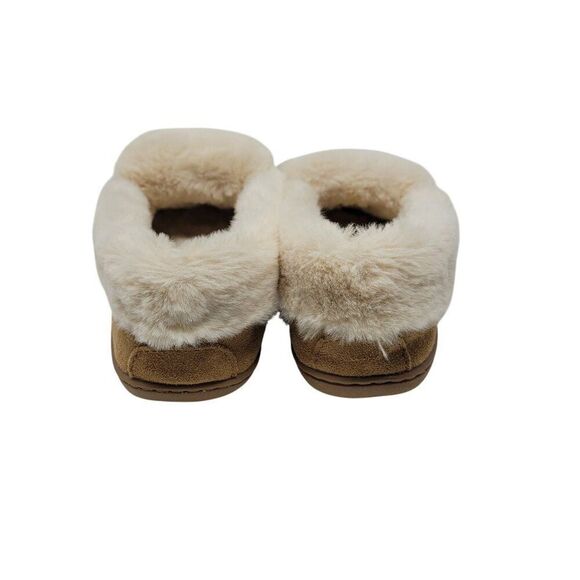 Minnetonka Womens Tan Suede Moccasin Slippers Sherpa Faux Fur Lining Sz 9 - Picture 8 of 10